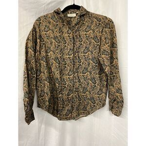 Vintage J Davis  Paisley Print Button Down Shirt Retro Boho Long Sleeve Woman 4